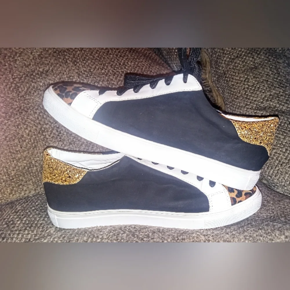 Leopard Print and Gold Star Women's La Sheelah Sneakers size 8.5 - Picture 9 of 11